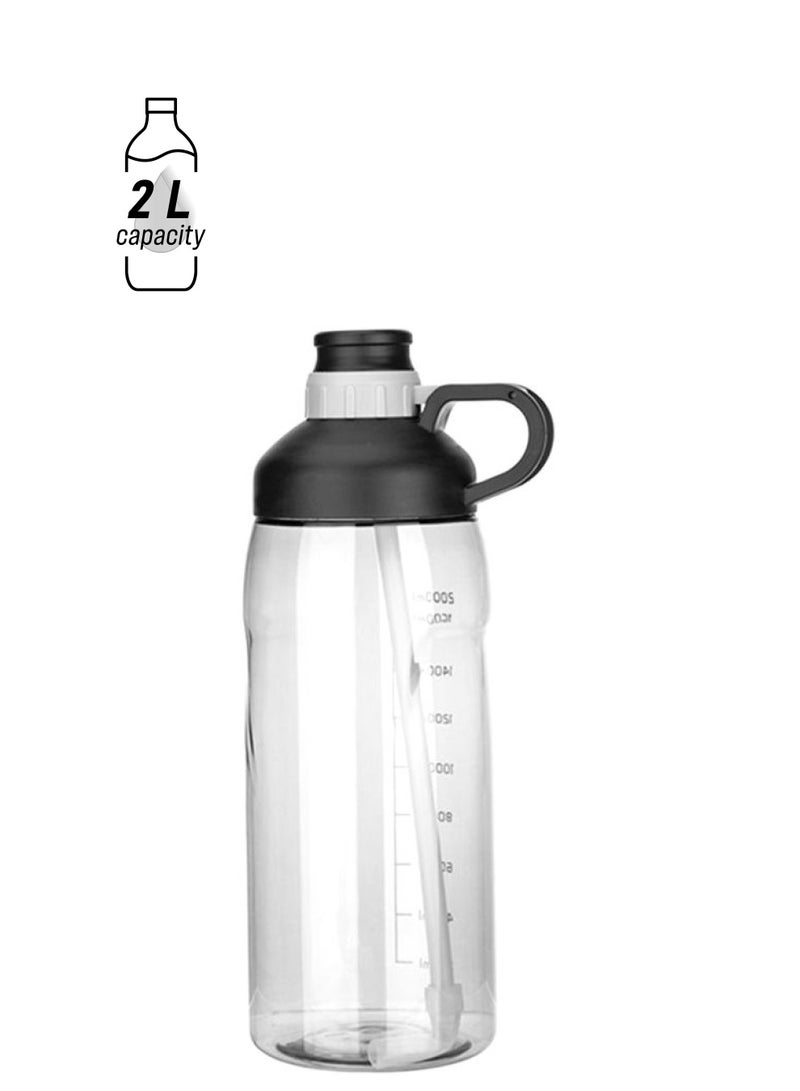 Beauenty Plastic Water Bottle Grey/Black/Clear 2000ml - Image 1