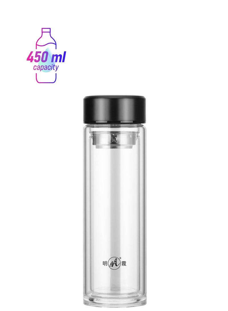 Beauenty Glass Water Bottle Clear/Black 22.7cm - Image 1