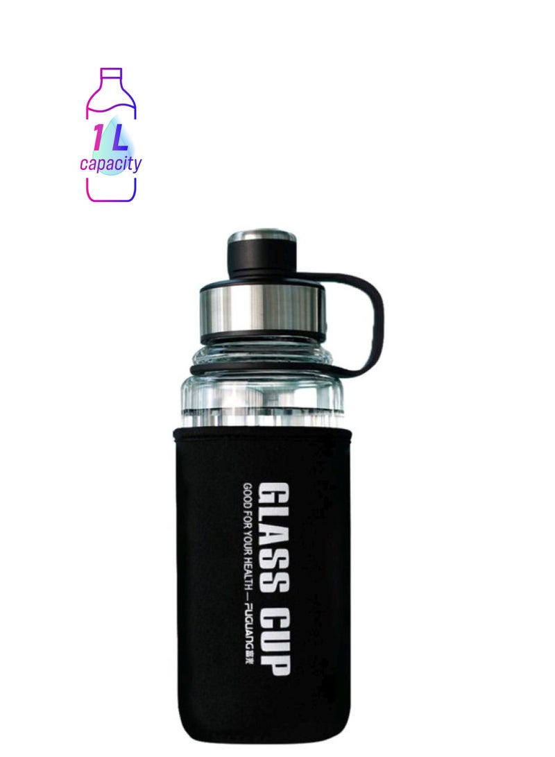 بيوينتي زجاجة ماء قابلة للنقل أسود/شفاف - Image 1