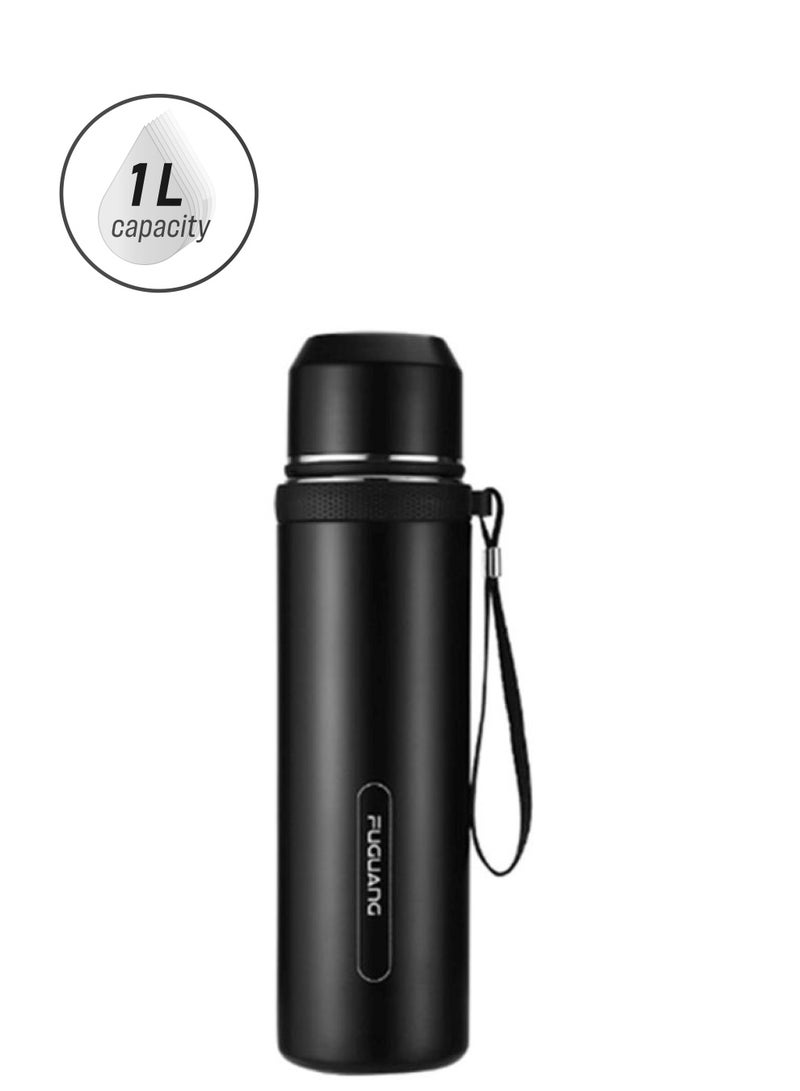 بيوينتي زجاجة ماء بخاصية حفظ درجة الحرارة أسود - Image 1