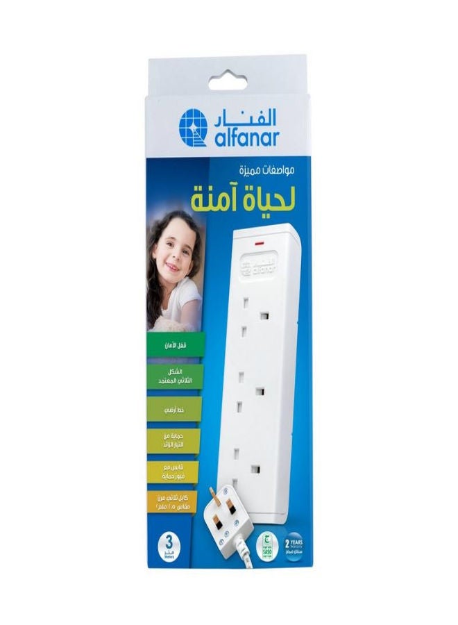 الفنار وصلة سلك 3 مقابس 13 أمبير أبيض 3 متر أبيض 3متر - Image 3