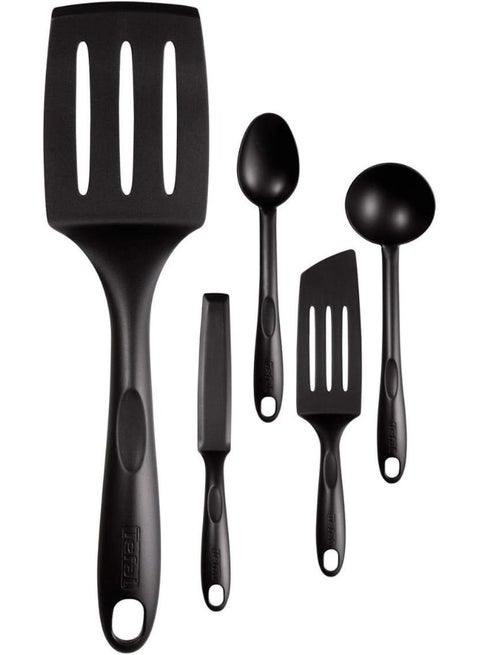 Utensils | Bienvenue 5 Pcs Set | Spoon, Ladle, Angle Spatula, Pancake Spatula, Long Spatula Black