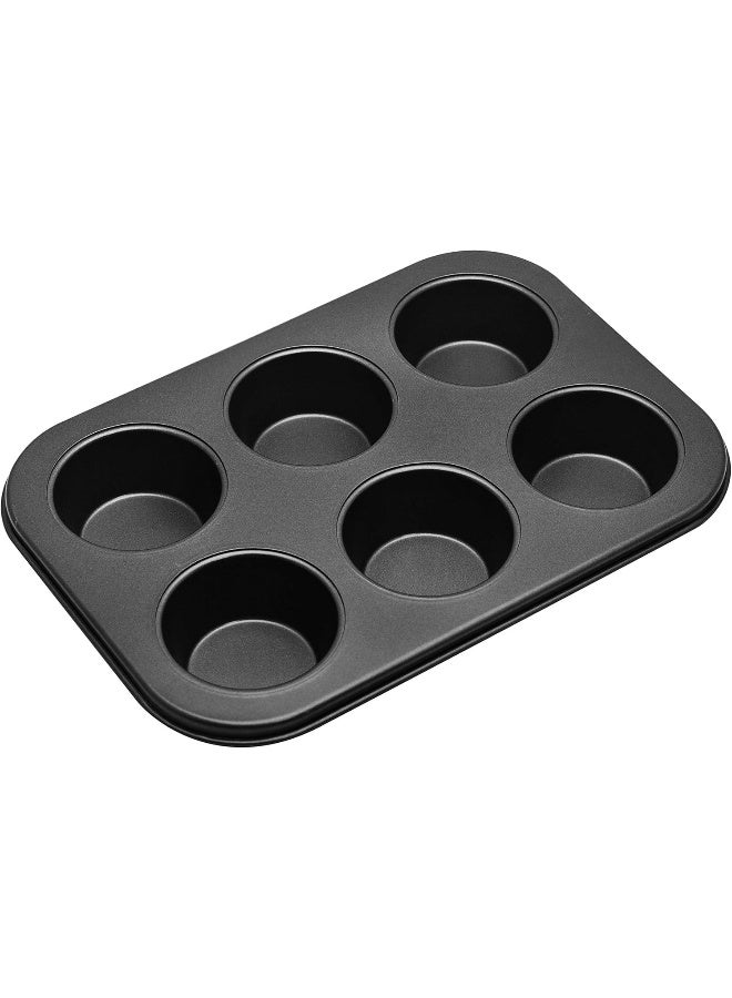 راج صينية مخصصة خبز المافن مانعة للالتصاق مقسمة إلى 6 أقسام أسود 26سم - Image 2