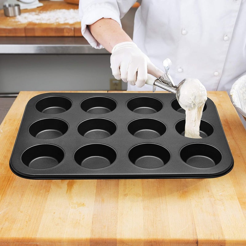 راج صينية مخصصة لخبز المافن مانعة للالتصاق مقسمة إلى 12 قسم أسود 35.5سم - Image 5