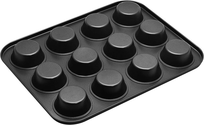 راج صينية مخصصة لخبز المافن مانعة للالتصاق مقسمة إلى 12 قسم أسود 35.5سم - Image 4