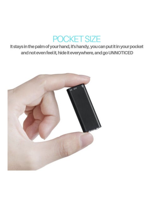 Mini Audio Recorder Voice Listening Device 96 Hours 8GB Bug black