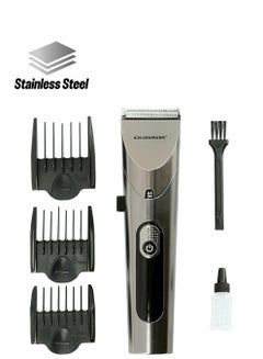 Olsenmark Rechargeable Hair & Beard Trimmer With 3 Detachable Combs, 9MM, 6MM & 3 MM, Stainless Steel Blades, Soft Touch Switch, Separate Dial Inside Black/Silver 20.5cm  - Image 1