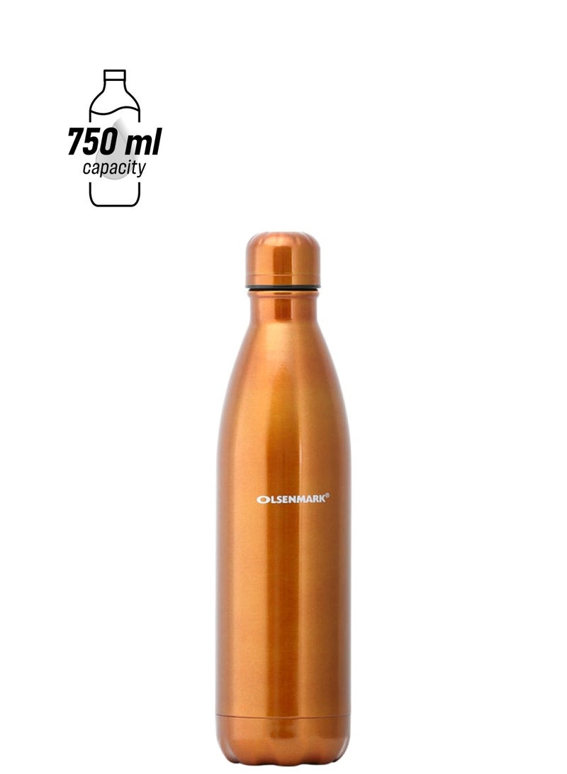 أولسنمارك زجاجة مياه مفرّغة من الهواء من الستانلس ستيل سعة 750 مل ذهبي 750ملليلتر - Image 1