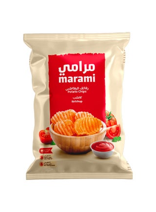 رقائق البطاطس بالكاتشب