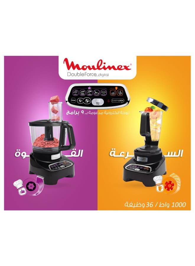 Moulinex - Double Force Digital Food Processor, 36 Functions, 1000 W FP8268EG Black - Image 1