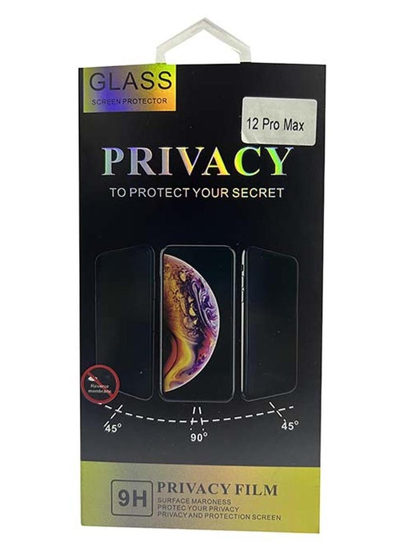 إينيكس لاصقة حماية للشاشة بالكامل من الزجاج المقوى للحفاظ على الخصوصية لهاتف أبل آيفون 12 برو ماكس أسود - Image 1