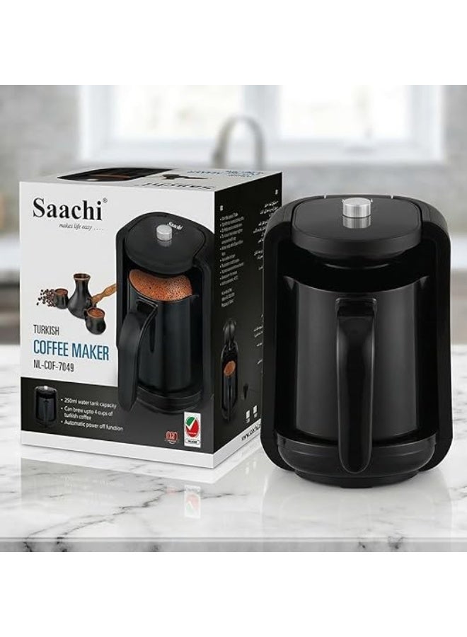 Saachi Turkish Coffee Maker NL-COF-7049-BK, Automatic Electric Turkish Coffee Machine, 4 Cups, 250ml, Anti-Overflow, Auto Shut Off, Tea Maker, 480W 250 ml 480 W NL-COF-7049-BK Black - Image 2