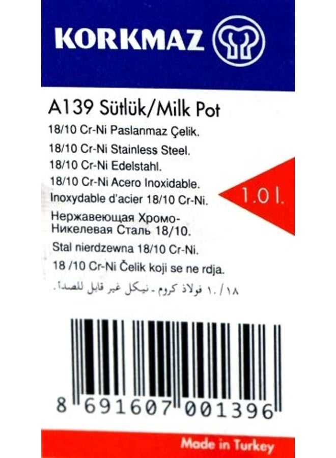 Korkmaz Classic Milk Pot Silver 1Liters  - Image 5