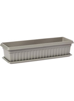 Cosmoplast 25" Large Rectangular Planter with Tray 65x16 cm (Grey) Grey  - Image 3