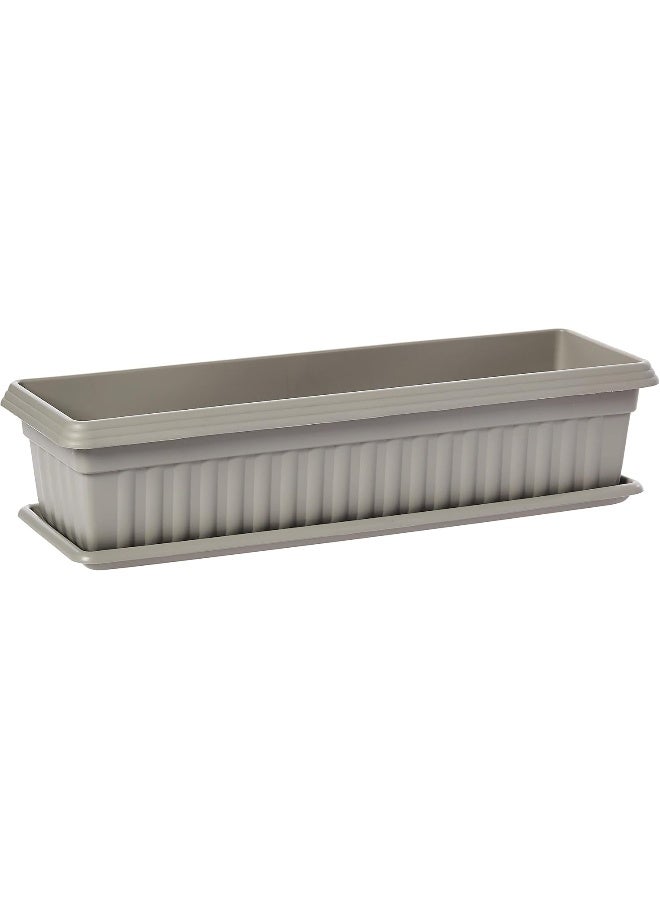 Cosmoplast 25" Large Rectangular Planter with Tray 65x16 cm (Grey) Grey  - Image 3
