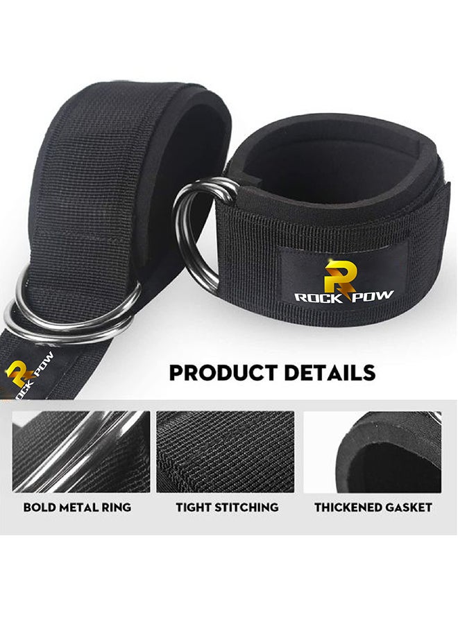 Rock Pow - Fitness Padded Ankle Straps for Cable Machines for Kickbacks Black 47X5X1cm 47X5X1cm - Image 1