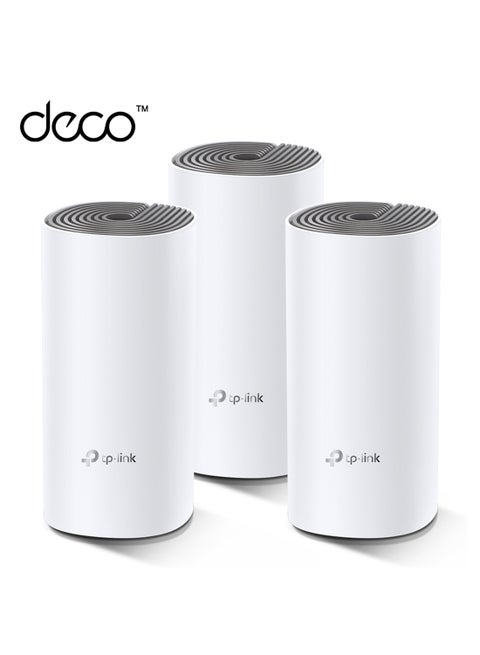 Deco E4 (3-Pack) AC1200 Advanced Whole Home Mesh Wi-Fi System, 100 Devices Connectivity, Covergae for 3-4 Bedroom Houses, Parental Controls, Works with Alexa White