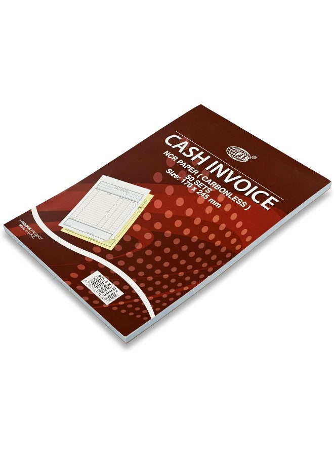 FIS Cash Invoice Book - 170x245mm, 50 Sets, Carbonless, English, Packet of 10 Pieces White and Yellow - Image 3