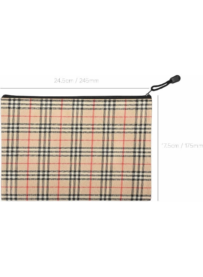 FIS Zipper Bag, B5 Size (290x210mm), Portable Heavy Duty Multipurpose Pouch Bag, Packet of 10 Pieces, Stripe Beige Beige/Red/Black - Image 3