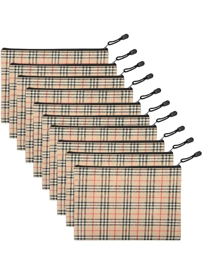 FIS Zipper Bag, B5 Size (290x210mm), Portable Heavy Duty Multipurpose Pouch Bag, Packet of 10 Pieces, Stripe Beige Beige/Red/Black - Image 2