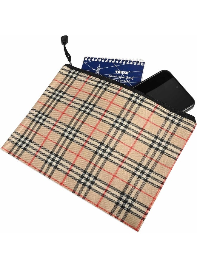 FIS Zipper Bag, B5 Size (290x210mm), Portable Heavy Duty Multipurpose Pouch Bag, Packet of 10 Pieces, Stripe Beige Beige/Red/Black - Image 4