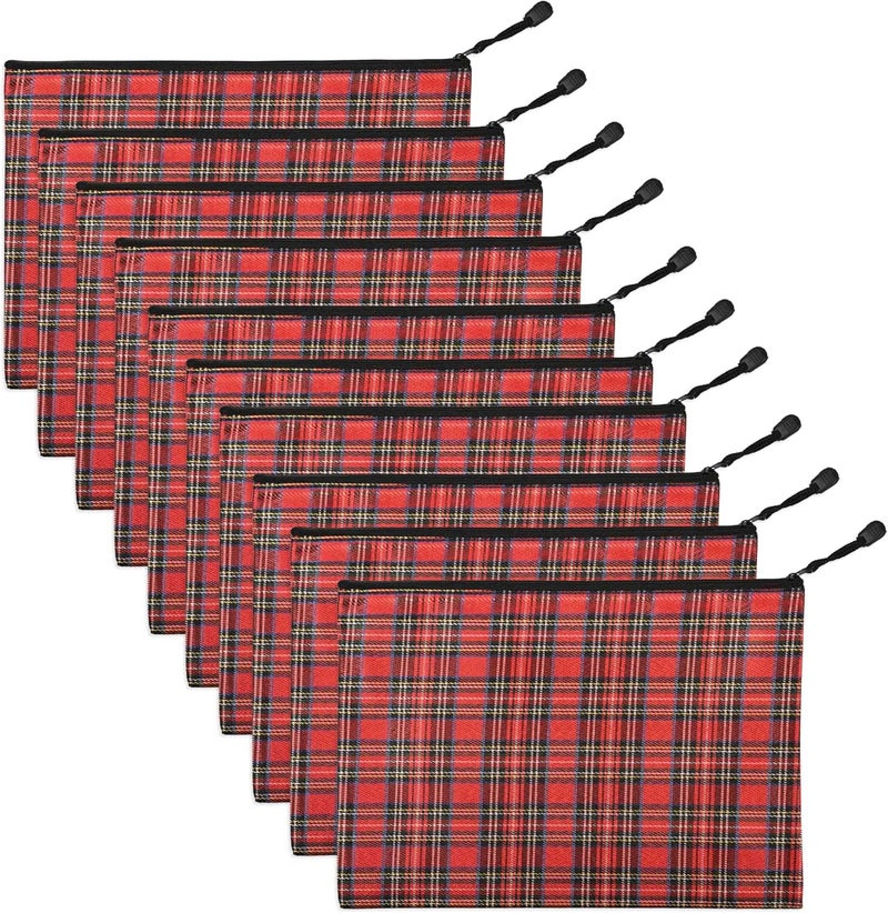 FIS® Zipper Bag, B5 Size (290x210mm), Portable Heavy Duty Multipurpose Pouch Bag, Packet of 10 Pieces, Stripe Red Color Stripe Red - Image 2