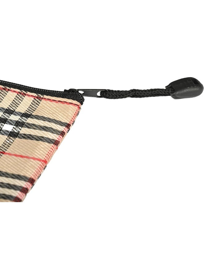 FIS Zipper Bag, Portable Heavy Duty Multipurpose Pouch, 10 Pieces, Stripe Beige, 235x115mm Beige/Black/Red - Image 5