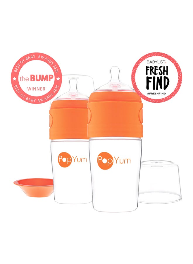 بوب يام تركيبة مضادة للمغص، خلط، توزيع زجاجات تغذية الأطفال، عبوتان مع حلمتين - 9 أونصة برتقالية - Image 3