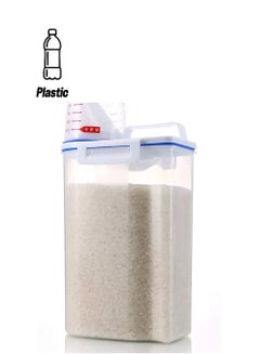4-Piece Rice And Cereal Storage Container With Measuring Cup Set Clear/Blue 23.5cm
