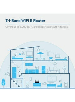 Mesh Wifi 5 Router, Tri-Band, 3,000 Sq. ft Coverage, 25+ Devices, Supports Guest WiFi, Parent Control, 3.0Gbps (AC3000) - MR9000 | Black - pnsku/N41459881A/45/_/1734003217/38915e60-8f6d-4a42-a0b7-1dddc29e024e