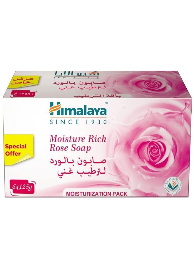 Himalaya - Moisture Rich Rose Soap 6x125grams - Image 1