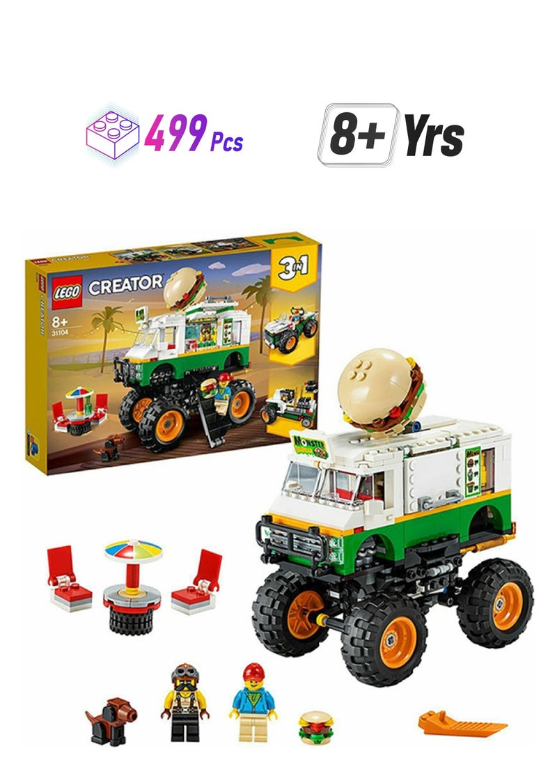 LEGO 31104 499-Piece 3 In 1 Creator Monster Burger Truck Building Blocks 499 8+ Years - Image 1
