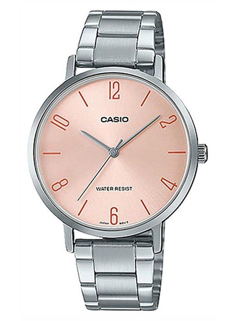 Women's Stainless Steel Analog Quartz Wrist Watch LTP-VT01D-4B2UDF pink/silver - 34 mm - Silver