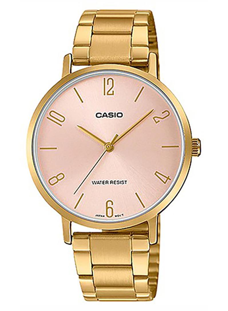 CASIO Women's Stainless Steel Analog Quartz Wrist Watch LTP-VT01G-4BUDF Pink/Gold - 34 mm - Gold - Image 1