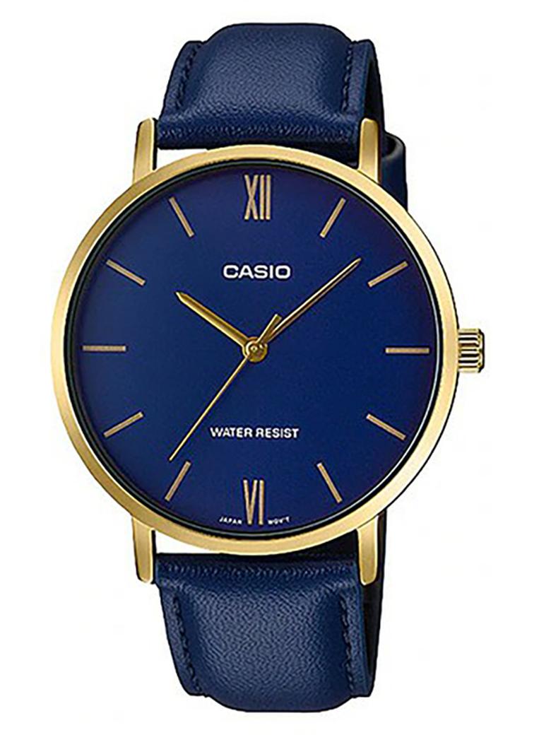 CASIO Women's Leather Analog Quartz Wrist Watch LTP-VT01GL-2BUDF  Navy - Image 1