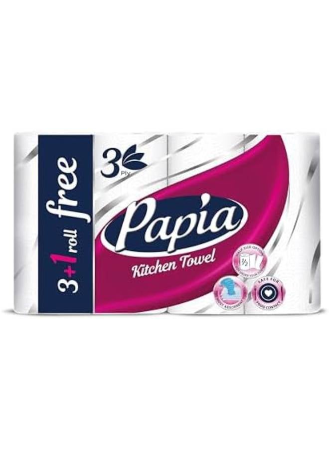 Papia - Kitchen Rolls - 4 Roll 3 Ply White - Image 1