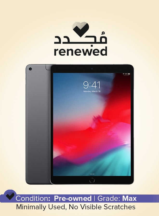 ابل  مُجدد - آي باد آير 2019 (الجيل الثالث) بشاشة مقاس 10.5 بوصة وذاكرة تخزين داخلية بسعة 64 جيجابايت مزود بخاصية اتصال واي فاي وتطبيق فيس تايم بلون رمادي فلكي - Image 1