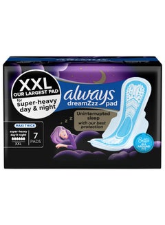 Always Dreamzz Pad Cool And Dry Maxi Thick Night Long Sanitary Pads With Wings 7 Count  - Image 1