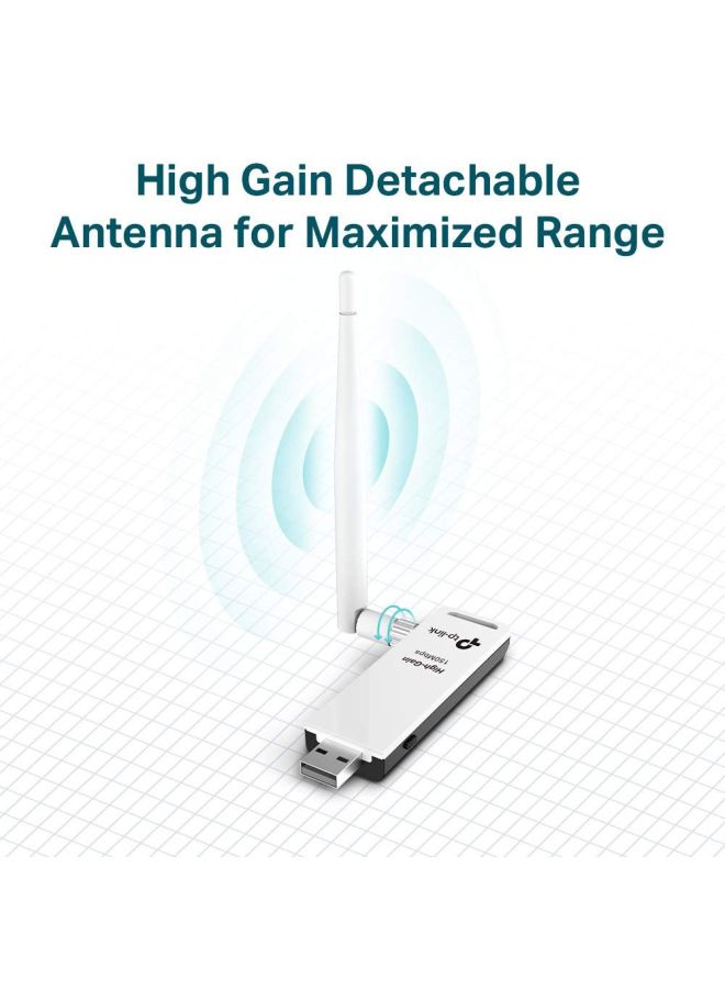 تي بي لينك محول USB لاسلكي عالى الكسب بسرعة 150 ميجابت في الثانية أبيض/ أسود - Image 4