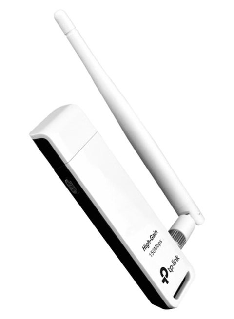 محول USB لاسلكي عالى الكسب بسرعة 150 ميجابت في الثانية أبيض/ أسود