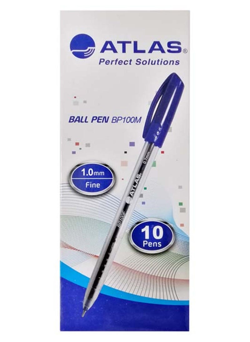 ATLAS 10-Piece Fine 1.0mm BallPoint pen Blue
