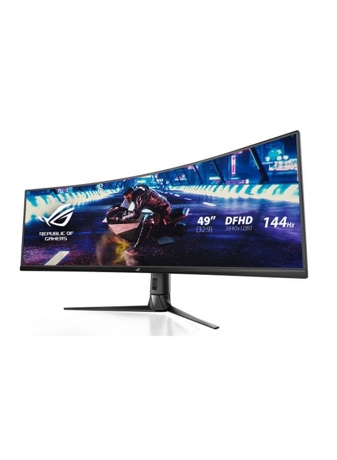 ASUS - ROG Strix XG49VQ Gaming Curved Monitor, 49" VA Display, Dual FHD Resolution, 144Hz Refresh Rate, 4ms (GtG) Response Time, AMD FreeSync Premium Pro Technology, 1073.7m Color, 90LM04H0-B01170 Black - Image 1