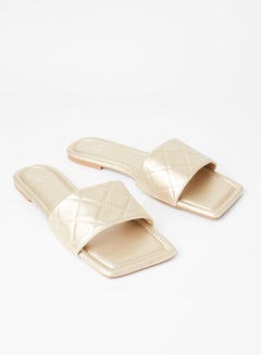 Open Toe Quilted Detail Flat Sandals Gold - pnsku/N41648212V/45/_/1734590057/f66c0096-50cb-4757-9d0e-a9e9be653c89