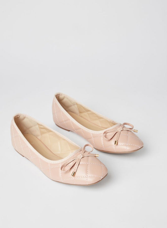 Jove - Stylish Textured Flat Slip-On Ballerina Nude Pink - Image 1