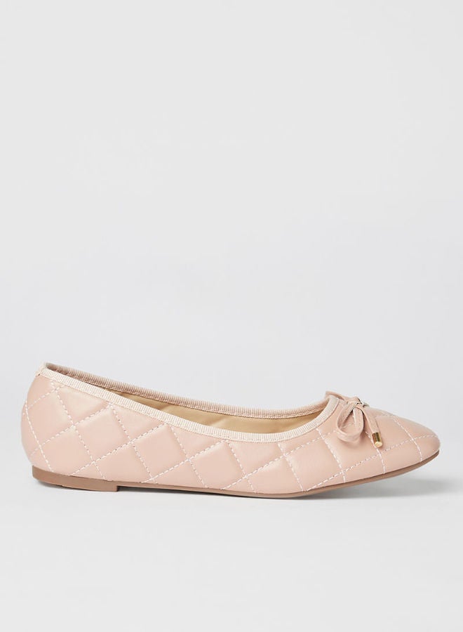 Jove - Stylish Textured Flat Slip-On Ballerina Nude Pink - Image 1