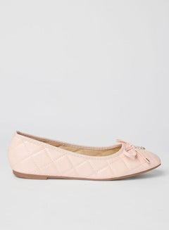 Stylish Textured Flat Slip-On Ballerina Pink