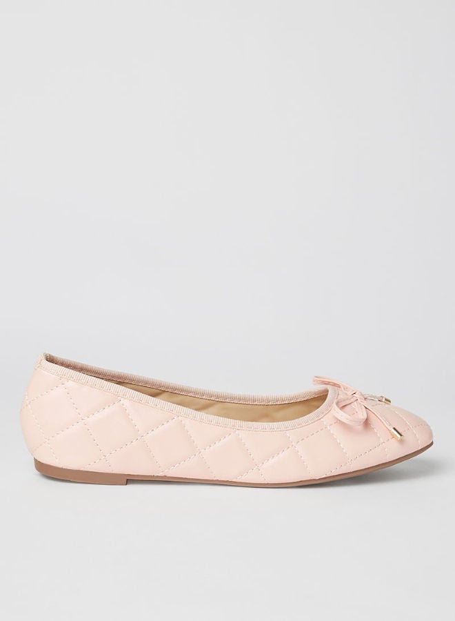 Jove - Stylish Textured Flat Slip-On Ballerina Pink - Image 1