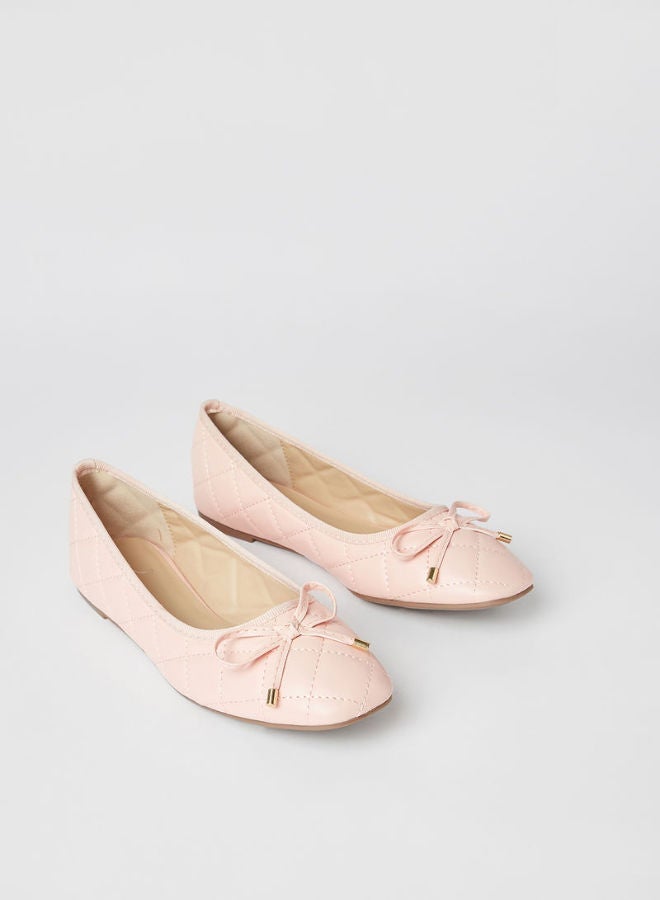 Jove - Stylish Textured Flat Slip-On Ballerina Pink - Image 1