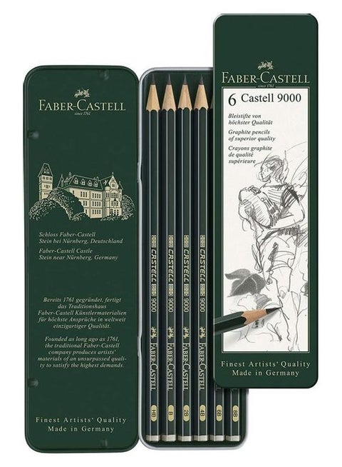 6-Piece Castell 9000 Pencils Green