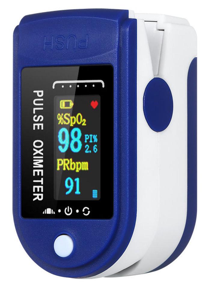 Fingertip Pulse Oximeter Blood Oxygen Saturation & Heart Rate Detection 10s Quick Measure & Auto-off Alarm Function Portable SpO2 & PR Monitor for Home Travel Blue & White
